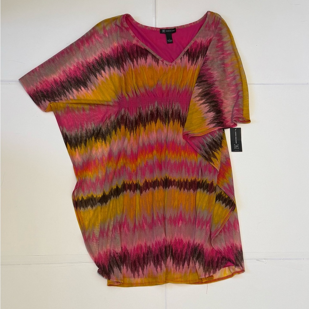 INC Pink and Yellow Zigzag Dress